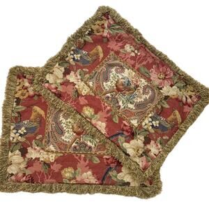 Traditions Pamela Kline Birds & Floral Print 2 Standard Pillow Shams Pheasants